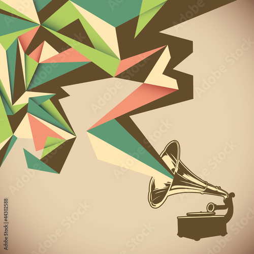 Naklejka na kafelki Angular abstraction with old gramophone.