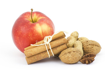 Poster - apple, cinnamon sticks and nuts