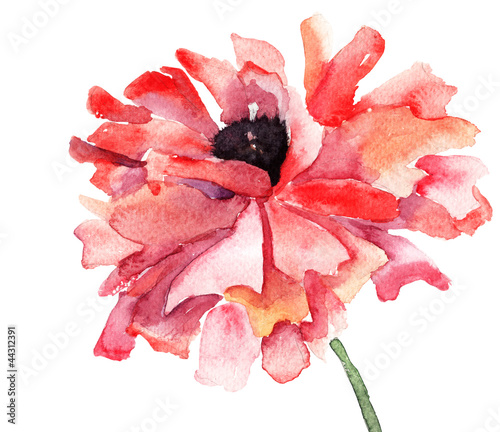 Naklejka ścienna Stylized Poppy flower illustration