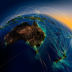 Wall Mural - main air routes in australia and new zealand