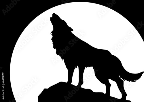 Naklejka na szybę Heulender Wolf vor Mond