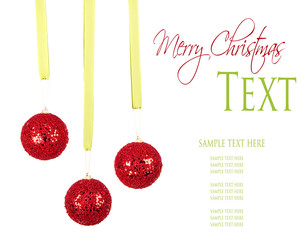 Wall Mural - three hanging Christmas or holiday ornaments