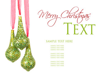 Wall Mural - three hanging Christmas or holiday ornaments