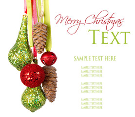 Wall Mural - many Christmas or holiday ornaments hanging