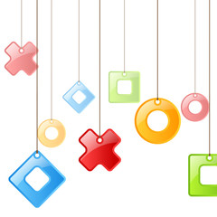 Aufkleber - Color figures on rope. Background