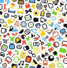 Aufkleber - Color pixel style icons seamless background