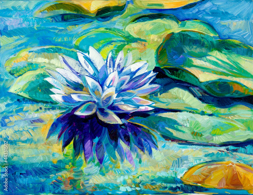 niebieska-lilia-wodna-akwarela