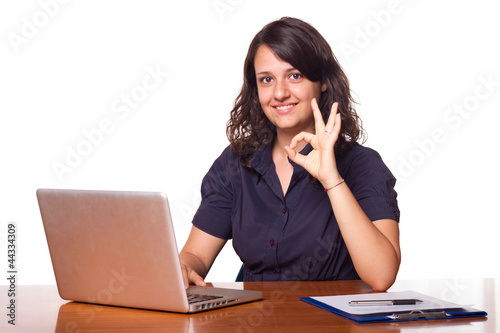 Fotografie, Obraz Cheerful Woman, Student or Business Theme