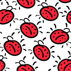 Wall Mural - Ladybugs seamless pattern