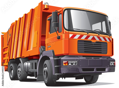 Naklejka - mata magnetyczna na lodówkę orange garbage truck
