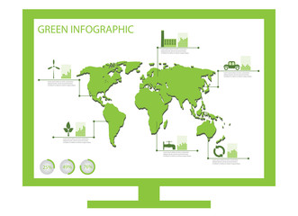 Green ecology info graphics collection