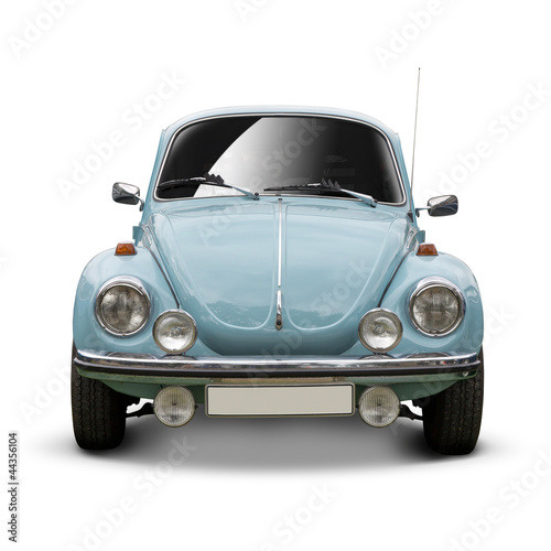 Naklejka - mata magnetyczna na lodówkę Jasnoniebieski samochód retro na białym tle