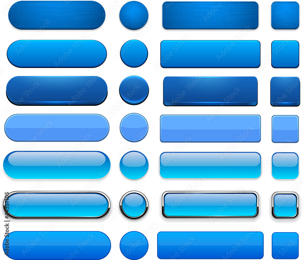 Blue high-detailed modern web buttons. - obrazy, fototapety, plakaty 