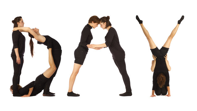 Black dressed people forming CAUCASIAN word over white 