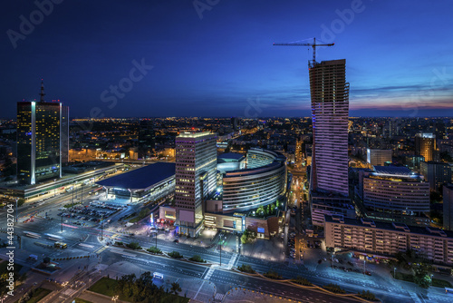 Naklejka ścienna Night panorama of Warsaw