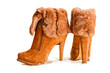 © katalinks - brown high heels ankle boots with fur