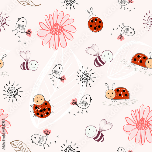 Naklejka dekoracyjna Sweet babies doodle hand draw seamless pattern.