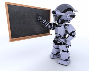 Sticker - robot with school chalk board back to school