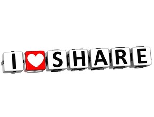Poster - 3D I Love Share Button Click Here Block Text