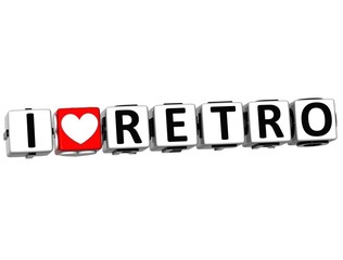 Aufkleber - 3d i love retro button click here block text