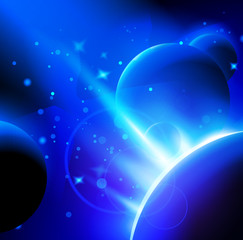 Wall Mural - abstract deep space background: planets, stars, lights eps10