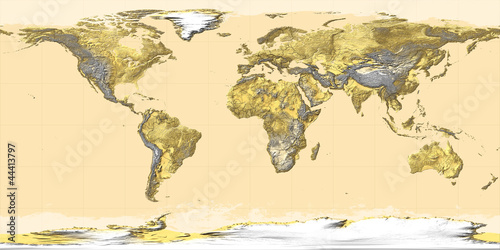 Plakat na zamówienie weltkarte, welt, topogafisch, erde, gold