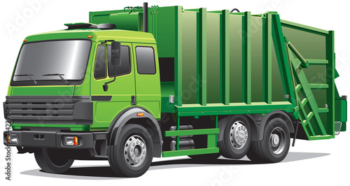 Fototapeta do kuchni green garbage truck