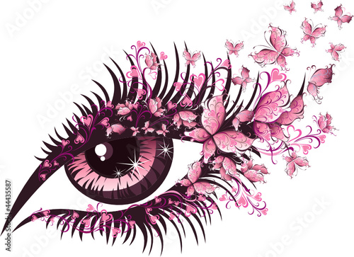 Fototapeta do kuchni Beautiful female eye with butterflies