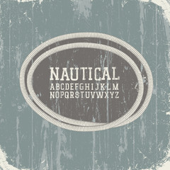Poster - Vintage nautical card with retro alphabet. Vector, EPS8