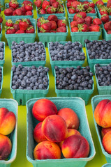 Wall Mural - Fresh fruit in baskets on display