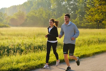 Young couple jogging