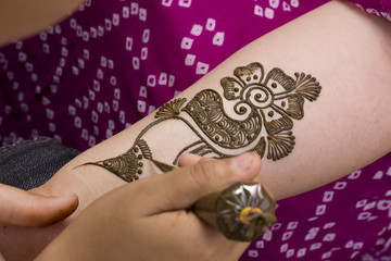 Wall Mural - applying fresh henna on hand, wedding ,Rajasthan, India