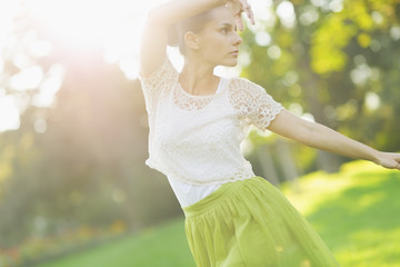 Girl dancing in park