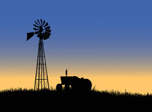 Farm Tractor With Windmill