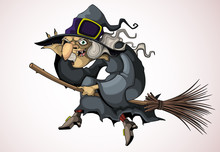Witch Flying On A Broom