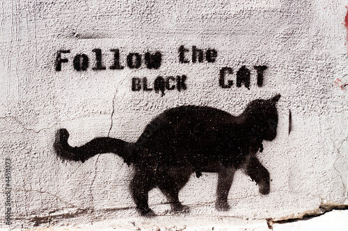 Naklejka dekoracyjna black cat graffiti