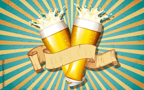 Naklejka nad blat kuchenny Beer Glass in Retro Background