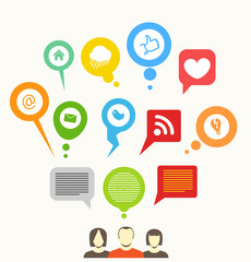Poster - Social media network abstract speech bubbles