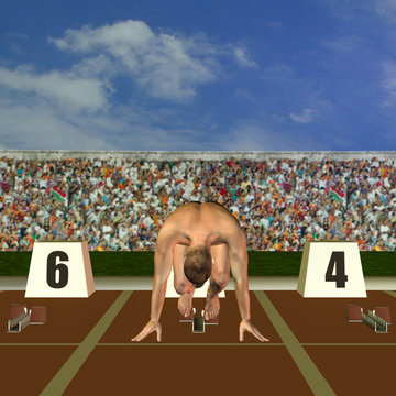 Läufer am Startblock