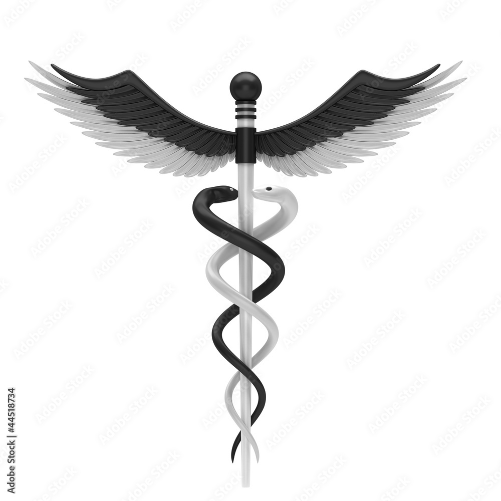 Black and white caduceus medical symbol Stock Illustration | Adobe Stock