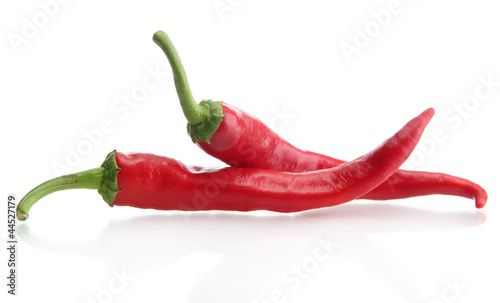 Fototapeta na wymiar Red hot chili peppers, isolated on white