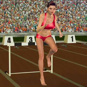 Sportlerin beim Hürdenlauf