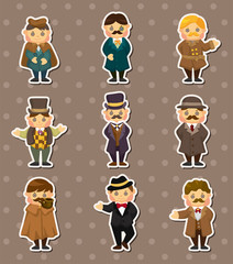 Wall Mural - cartoon retro gentleman stickers