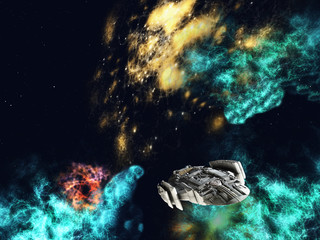 Wall Mural - Starship against the stars