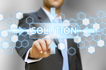 Aufkleber - Businessman pushing solution button concept