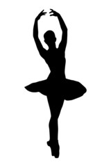 A silhouette of a ballerina dancer making a ballet