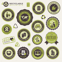 Wall Mural - Labels and elements for recycling