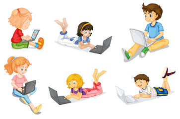 Wall Mural - kids with laptop