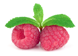 Wall Mural - Raspberry on white background