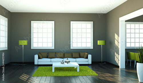 Wohndesign - Wohnzimmer braun grün Stock-Illustration | Adobe Stock
